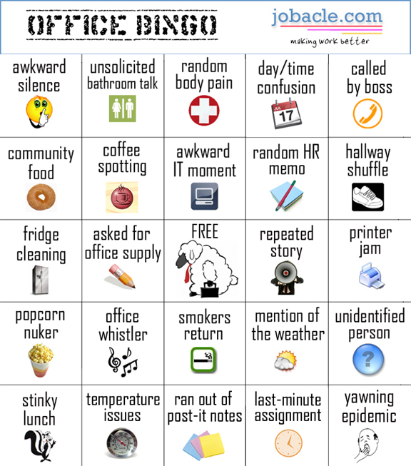 Bored At Work Play Office BINGO Jobacle